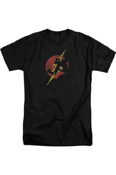 Gildan Justice League Of America Flash Symbol Knockout Short Sleeve Adult Tall Tee / T-shirt In Black