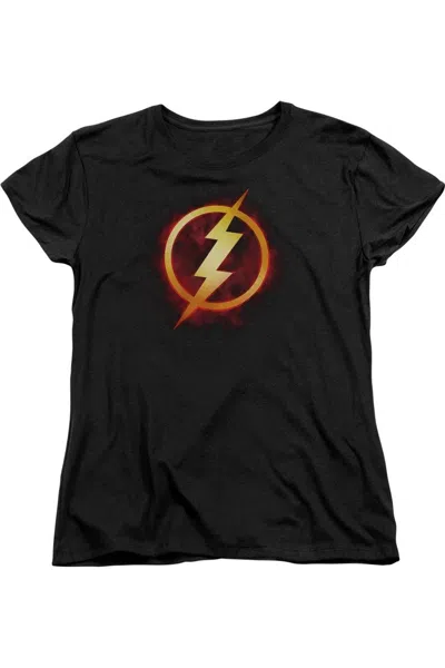 Gildan Justice League Of America Flash Title Short Sleeve Womens Tee / T-shirt In Black