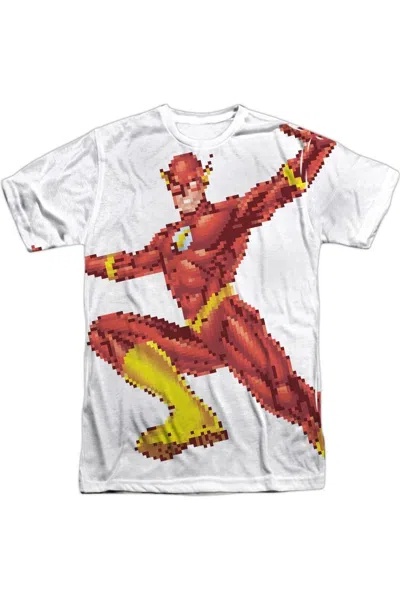 Gildan Justice League Of America Flashbit Short Sleeve Adult Poly Crew Tee / T-shirt In White