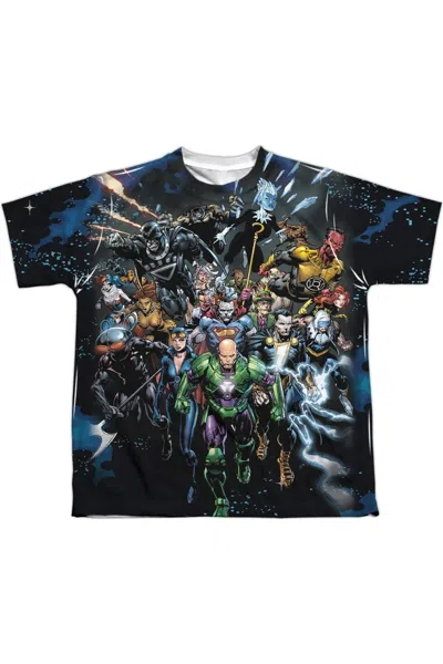 Gildan Kids' Justice League Of America Forever Evil Short Sleeve Youth Poly Crew Tee / T-shirt In Black