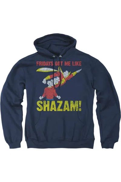 Gildan Justice League Of America Fridays Got Me Like Adult Pull Over Hoodie / Hooded Sweatshirt In Blue