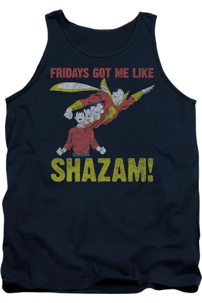Gildan Justice League Of America Fridays Got Me Like Adult Tank Top In Blue