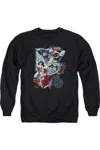 Gildan Justice League Of America Galactic Attack Color Adult Crewneck Sweatshirt In Black