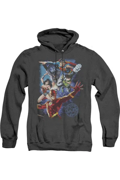 Gildan Justice League Of America Galactic Attack Color Adult Heather Hoodie / Hooded Sweatshirt In Black