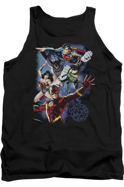 Gildan Justice League Of America Galactic Attack Color Adult Tank Top In Black