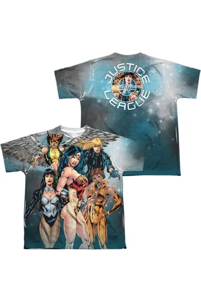 Gildan Kids' Justice League Of America Gals Night Out (front/back Print) Short Sleeve Youth Poly Crew Tee / T-shi In White