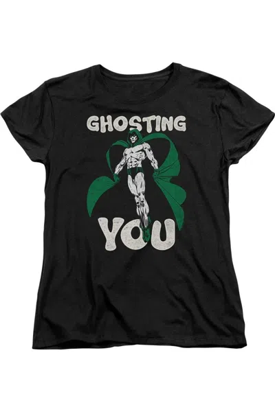 Gildan Justice League Of America Ghosting Short Sleeve Women´s Tee / T-shirt In Black