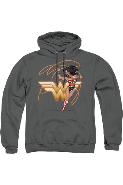 Gildan Justice League Of America Glowing Lasso Adult Pull Over Hoodie / Hooded Sweatshirt In Pink