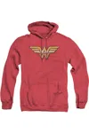 Gildan Justice League Of America Golden Adult Heather Hoodie / Hooded Sweatshirt In Red