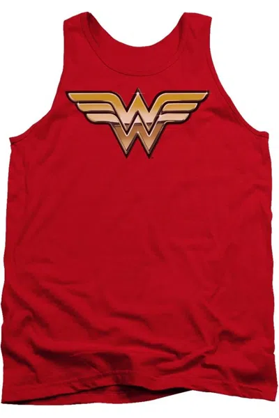 Gildan Justice League Of America Golden Adult Tank Top In Red