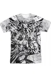 Gildan Justice League Of America Graphic Gathering Short Sleeve Adult Poly Crew Tee / T-shirt In White