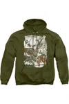 Gildan Justice League Of America Green And Red Adult Pull Over Hoodie / Hooded Sweatshirt In Green