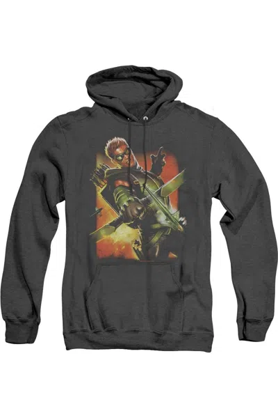 Gildan Justice League Of America Green Arrow #1 Adult Heather Hoodie / Hooded Sweatshirt In Black