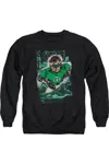 Gildan Justice League Of America Green Lantern #1 Distress Adult Crewneck Sweatshirt In Black