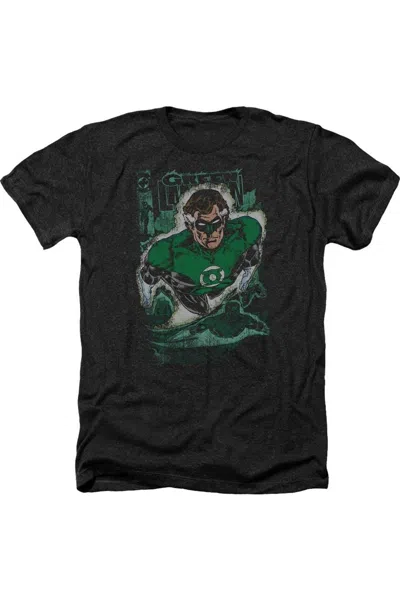 Gildan Justice League Of America Green Lantern #1 Distress Adult Heather Tee / T-shirt In Black