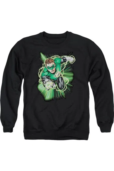 Gildan Justice League Of America Green Lantern Energy Adult Crewneck Sweatshirt In Black
