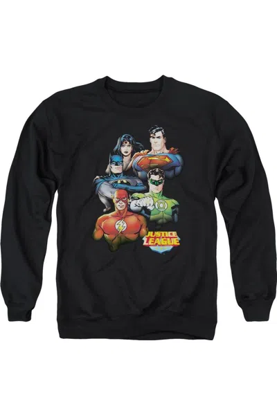 Gildan Justice League Of America Group Portrait Adult Crewneck Sweatshirt In Black