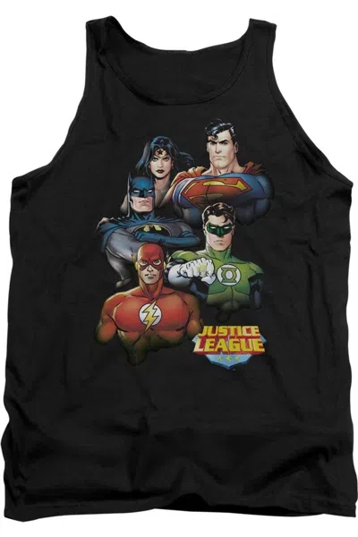 Gildan Justice League Of America Group Portrait Adult Tank Top In Black