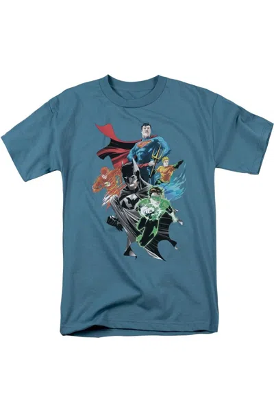 Gildan Justice League Of America Group Shot Short Sleeve Adult Tee / T-shirt In Grey