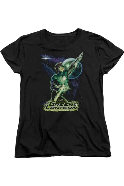 Gildan Justice League Of America Hal Galaxy Short Sleeve Womens Tee / T-shirt In Black