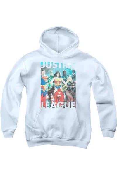 Gildan Kids' Justice League Of America Hall Of Justice Youth Pull Over Hoodie / Hooded Sweatshirt In Blue