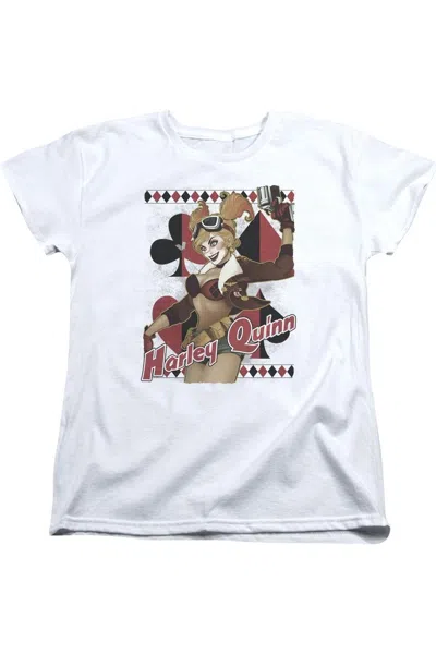 Gildan Justice League Of America Harley Bombshetll Short Sleeve Womens Tee / T-shirt In White