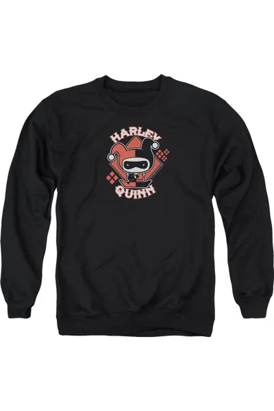 Gildan Justice League Of America Harley Chibi Adult Crewneck Sweatshirt In Black
