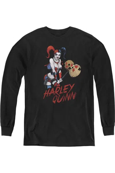 Gildan Kids' Justice League Of America Harley Hammer Youth Long Sleeve Tee / T-shirt In Black