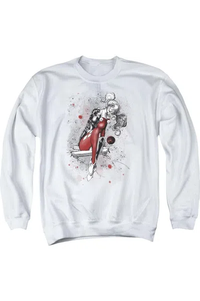 Gildan Justice League Of America Harley Sketch Adult Crewneck Sweatshirt In White