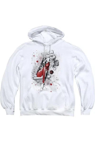 Gildan Justice League Of America Harley Sketch Adult Pull Over Hoodie / Hooded Sweatshirt In White