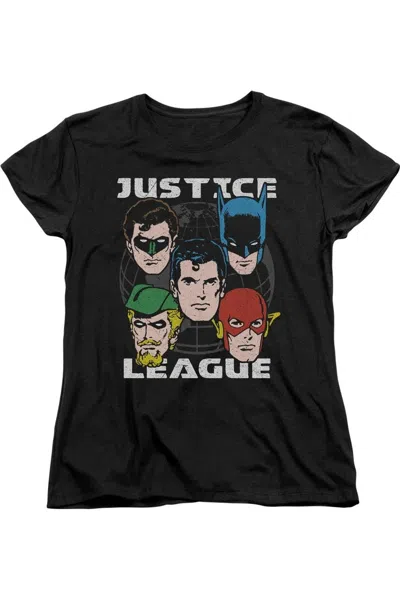 Gildan Justice League Of America Head Of States Short Sleeve Womens Tee / T-shirt In Black