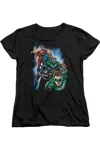 Gildan Justice League Of America Heroes Unite Short Sleeve Womens Tee / T-shirt In Black
