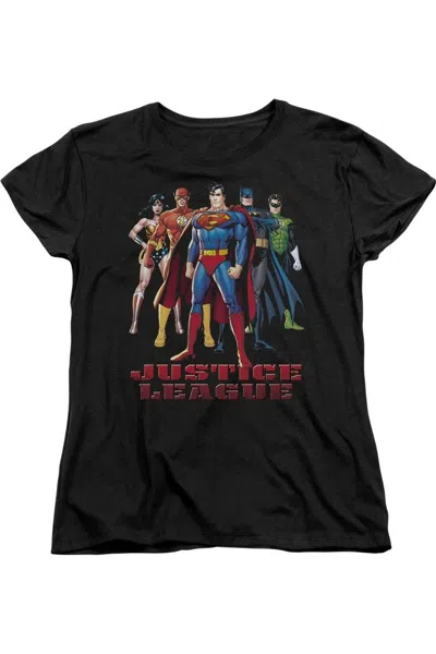 Gildan Justice League Of America In League Short Sleeve Womens Tee / T-shirt In Black