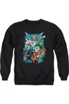 Gildan Justice League Of America Jl Assemble Adult Crewneck Sweatshirt In Black