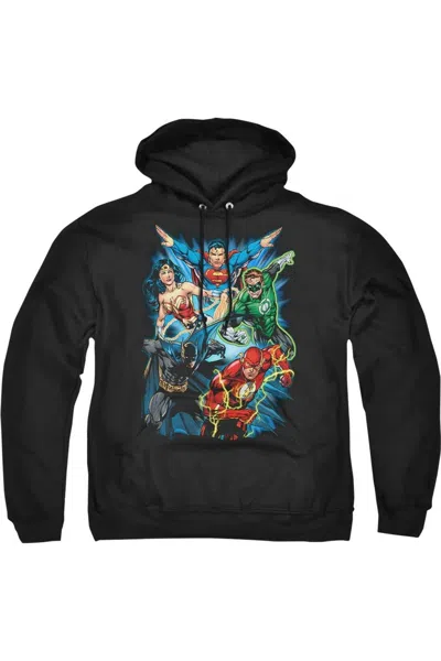Gildan Justice League Of America Jl Assemble Adult Pull Over Hoodie / Hooded Sweatshirt In Black