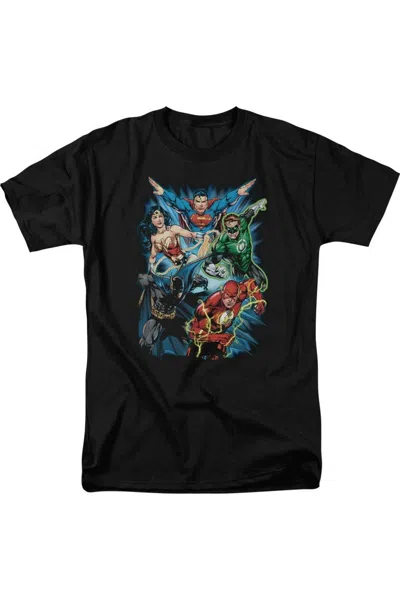 Gildan Justice League Of America Jl Assemble Short Sleeve Adult Tall Tee / T-shirt In Black