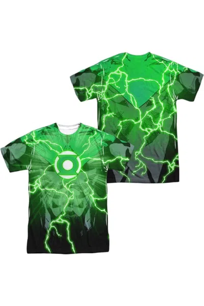 Gildan Justice League Of America John Burst (front/back Print) Short Sleeve Adult Poly Crew Tee / T-shirt In Green