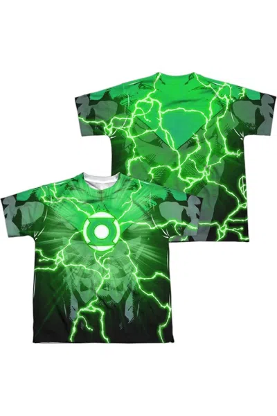 Gildan Kids' Justice League Of America John Burst (front/back Print) Short Sleeve Youth Poly Crew Tee / T-shirt In Green
