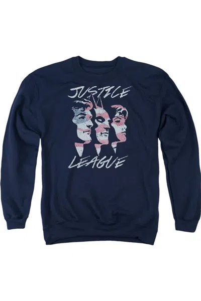 Gildan Justice League Of America Justice For America Adult Crewneck Sweatshirt In Blue