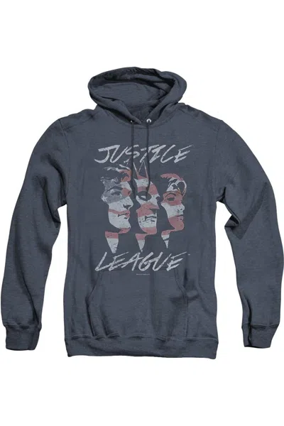 Gildan Justice League Of America Justice For America Adult Heather Hoodie / Hooded Sweatshirt In Blue