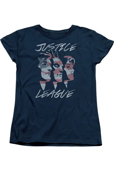 Gildan Justice League Of America Justice For America Short Sleeve Womens Tee / T-shirt In Blue