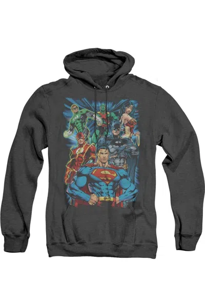 Gildan Justice League Of America Justice Is Served Adult Heather Hoodie / Hooded Sweatshirt In Black