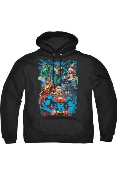 Gildan Justice League Of America Justice Is Served Adult Pull Over Hoodie / Hooded Sweatshirt In Black