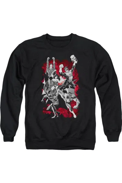 Gildan Justice League Of America Justice League Of America Explosion Adult Crewneck Sweatshirt In Black