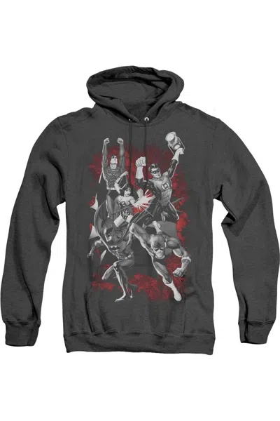 Gildan Justice League Of America Justice League Of America Explosion Adult Heather Hoodie / Hooded Sweatshi In Black