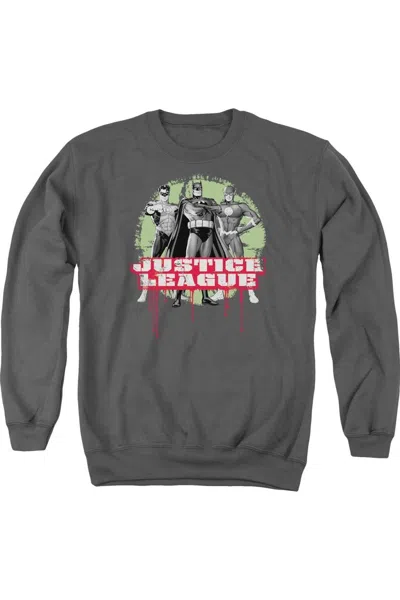 Gildan Justice League Of America Justice League Of America Trio Adult Crewneck Sweatshirt In Pink