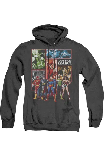 Gildan Justice League Of America Justice League Panels Adult Heather Hoodie / Hooded Sweatshirt In Black