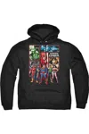 Gildan Justice League Of America Justice League Panels Adult Pull Over Hoodie / Hooded Sweatshirt In Black