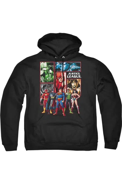 Gildan Justice League Of America Justice League Panels Adult Pull Over Hoodie / Hooded Sweatshirt In Black