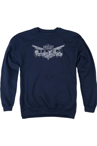 Gildan Justice League Of America Justice Wings Adult Crewneck Sweatshirt In Blue